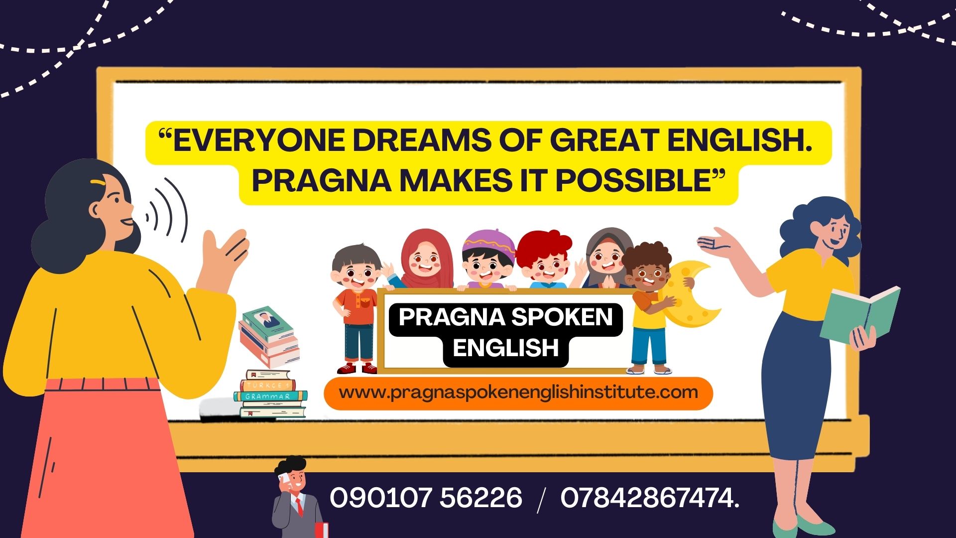 Orange and Cream Illustrative Learning English Presentation